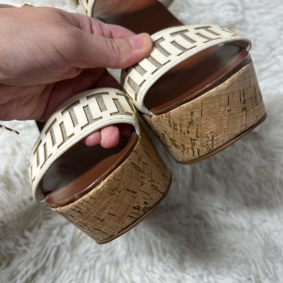 Tory Burch Regan T Logo Cork Wedge Sandals - Size 9.5 - Picture 7 of 10